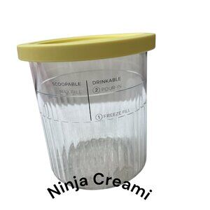Ninja Creami Ice Cream Container, Yellow Lid, 24 ounces